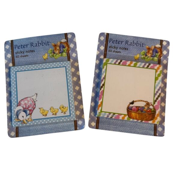 Peter Rabbit Set of 2 60 Sheet Sticky Notes Easter Egg Basket & Ducks - Picture 1 of 3